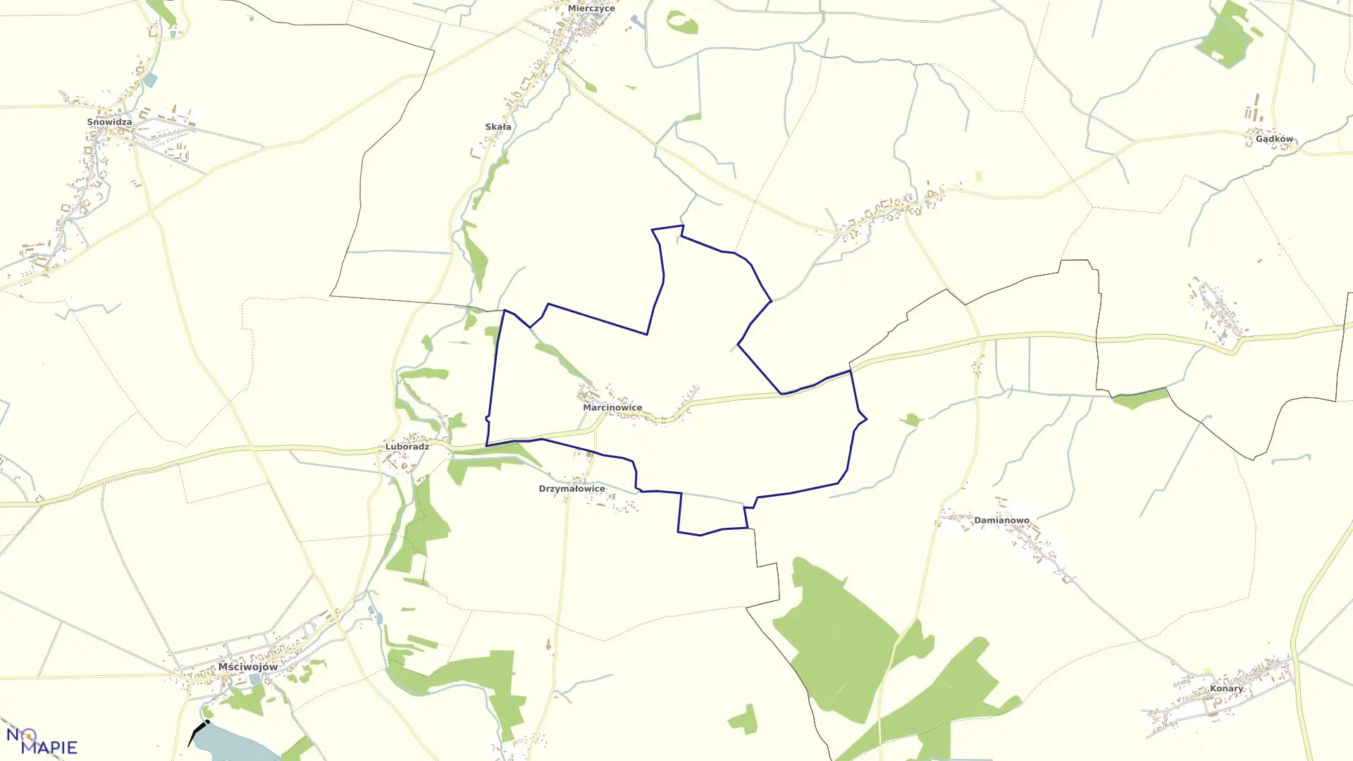 Mapa obrębu MARCINOWICE w gminie Mściwojów