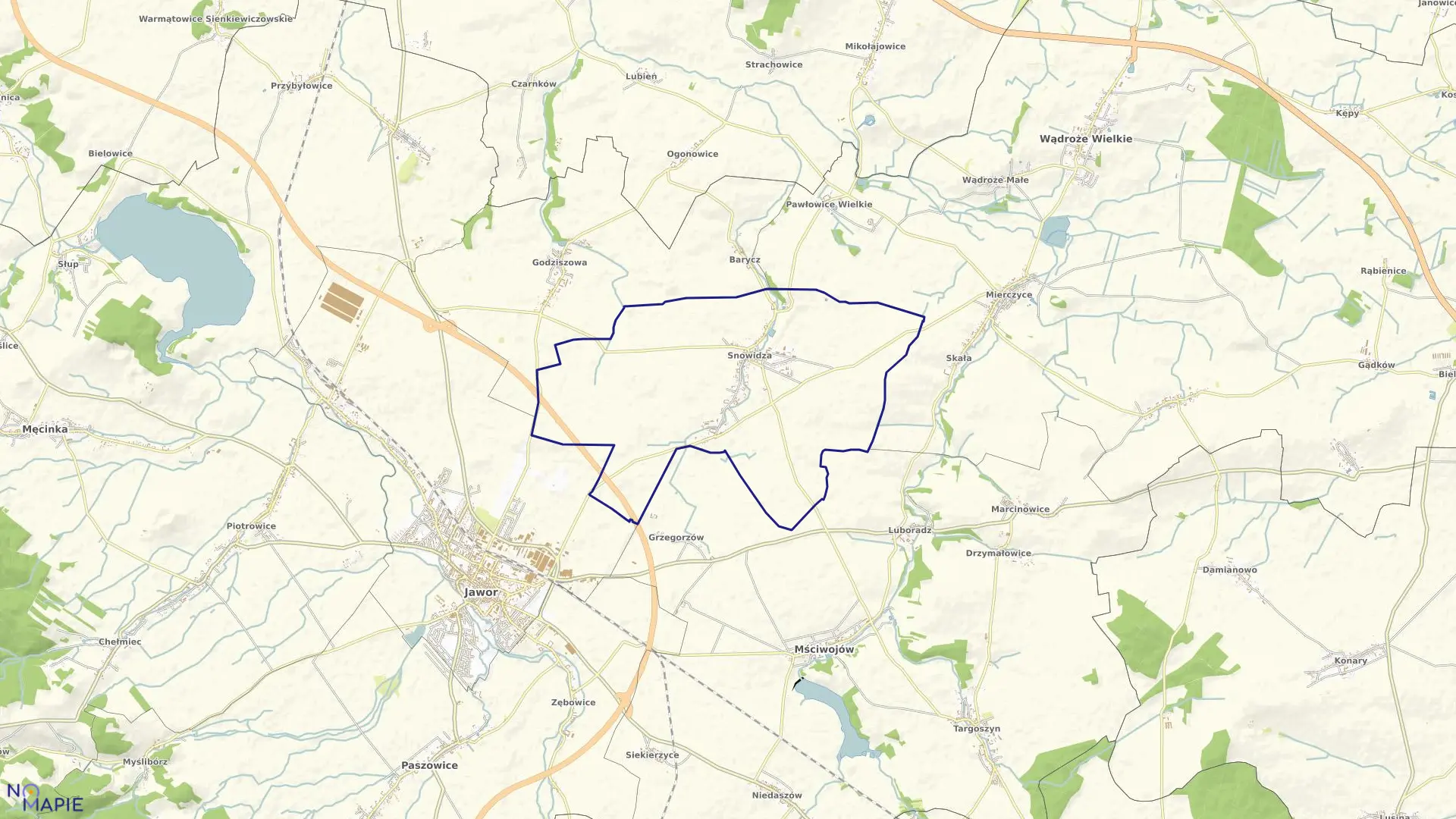 Mapa obrębu SNOWIDZA w gminie Mściwojów